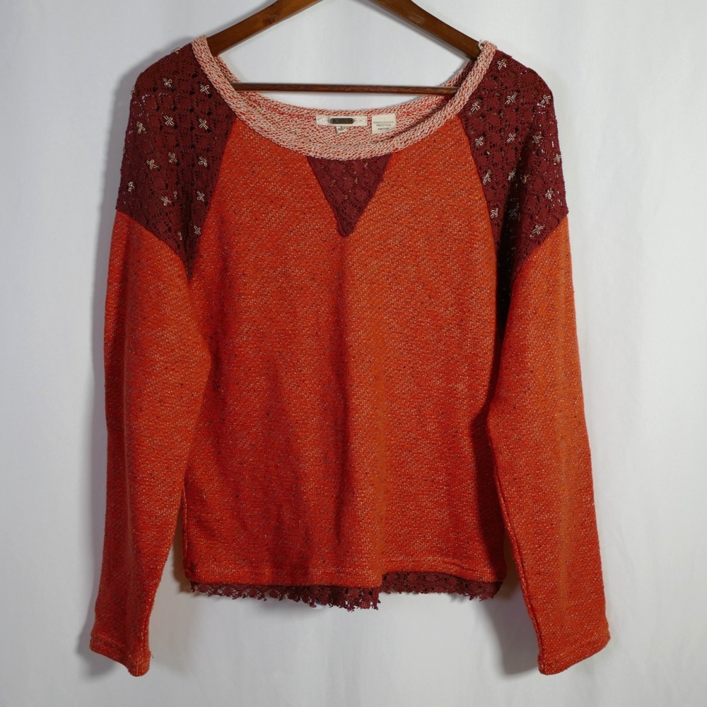 Miss Me Womens Boho Whimsigoth Crochet Lace Sweater Size S Stretch Hippie Layers